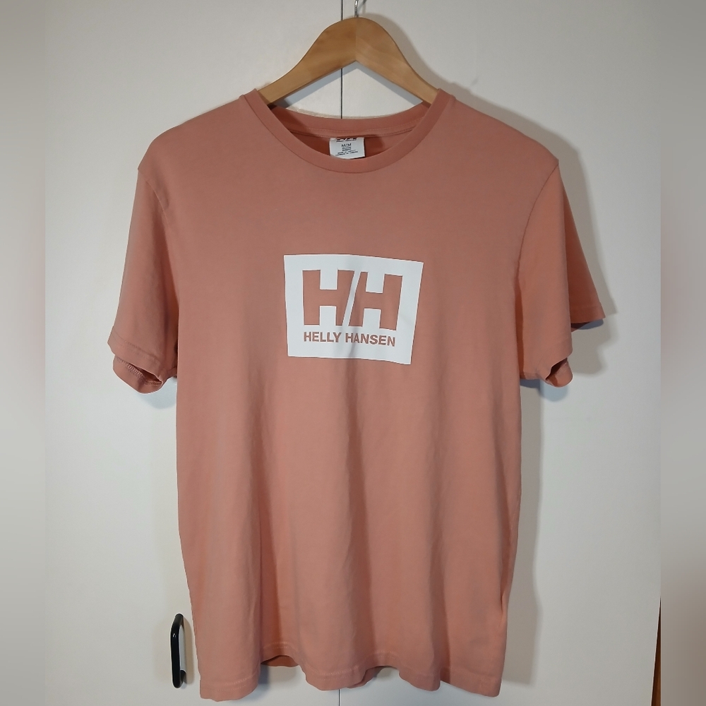 Helly Hansen Men’s Logo Tee Medium Pink Salmon 100% Cotton